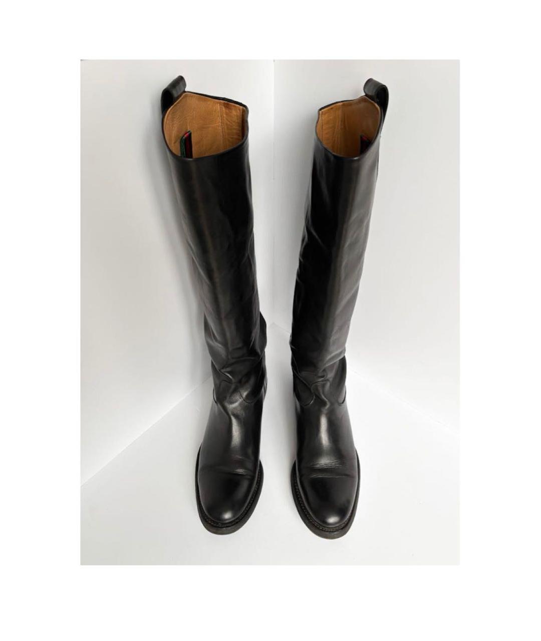 GUCCI Черные кожаные сапоги, фото 3