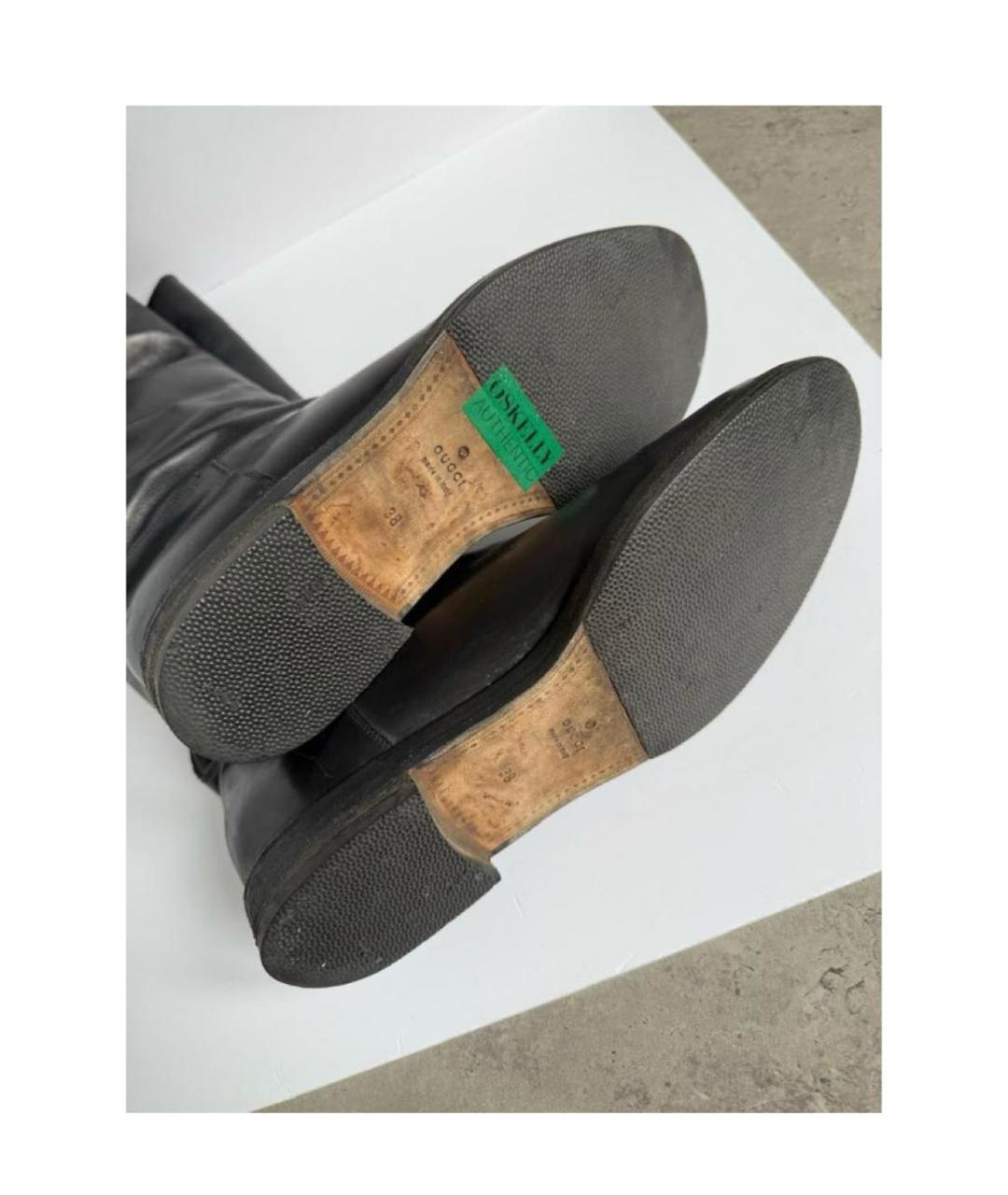 GUCCI Черные кожаные сапоги, фото 6