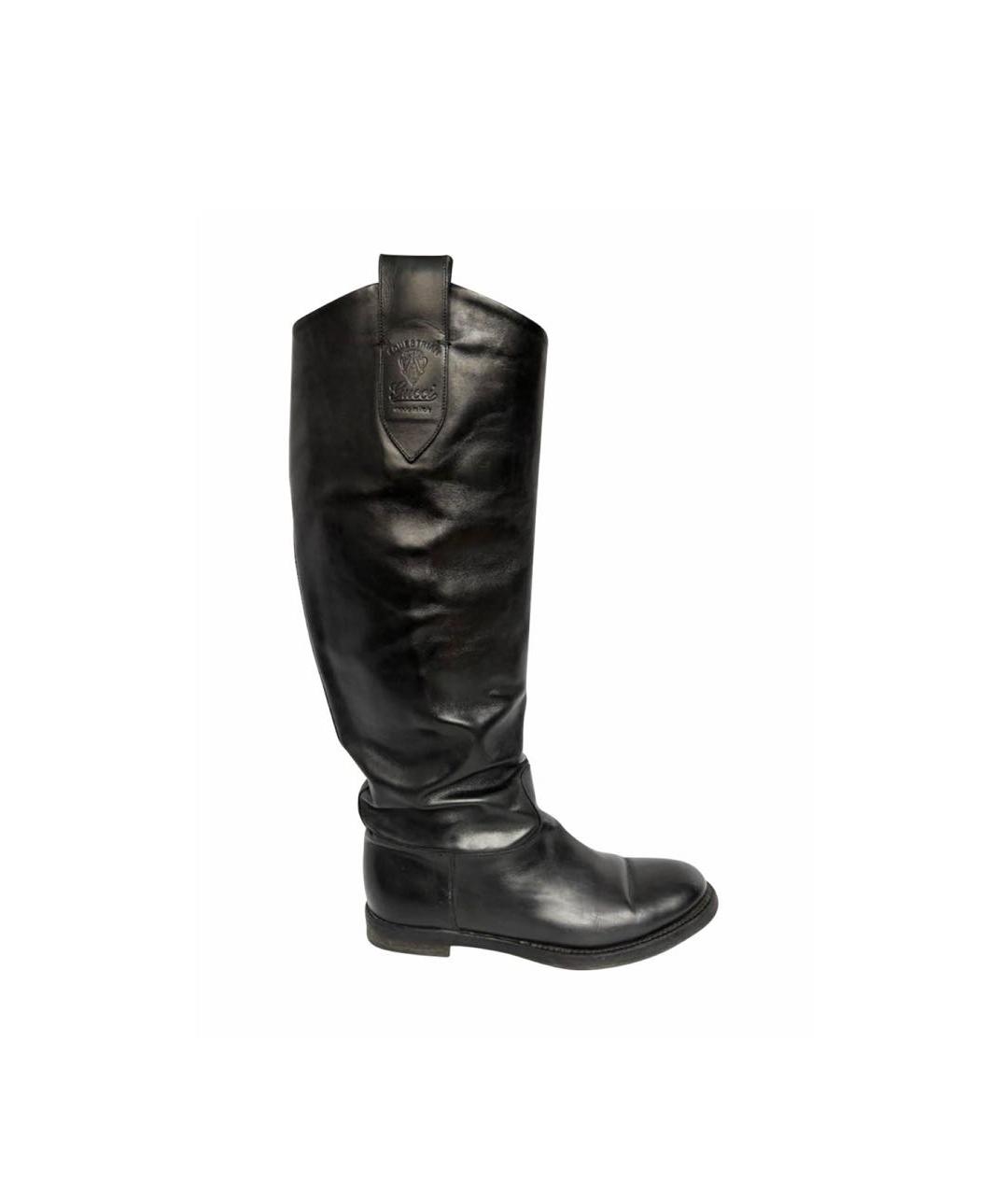 GUCCI Черные кожаные сапоги, фото 9