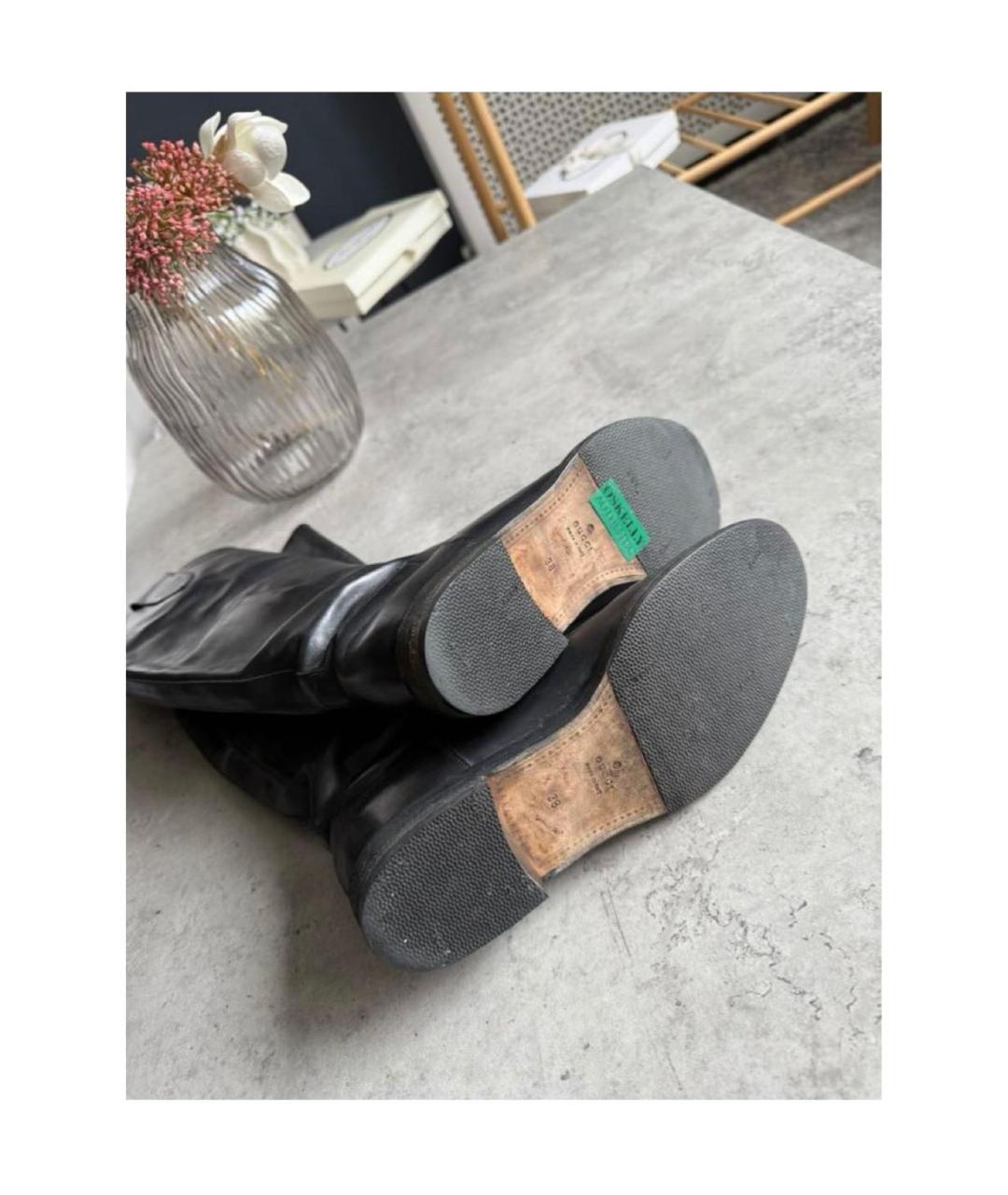 GUCCI Черные кожаные сапоги, фото 5