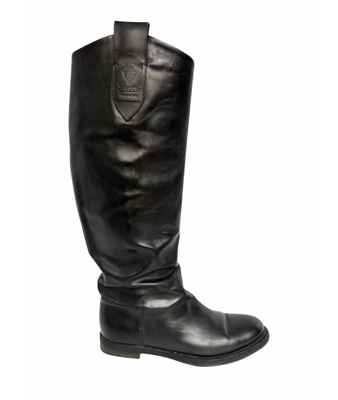 GUCCI Черные кожаные сапоги, фото 1