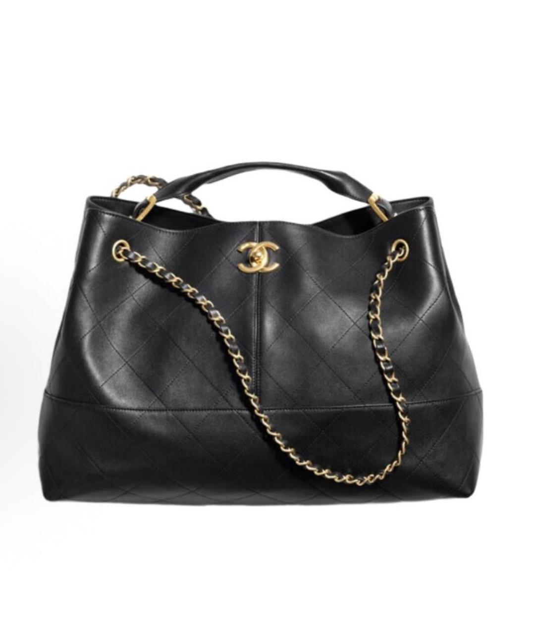 CHANEL Черная кожаная сумка тоут, фото 2