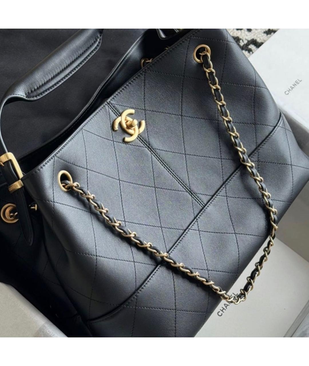 CHANEL Черная кожаная сумка тоут, фото 3