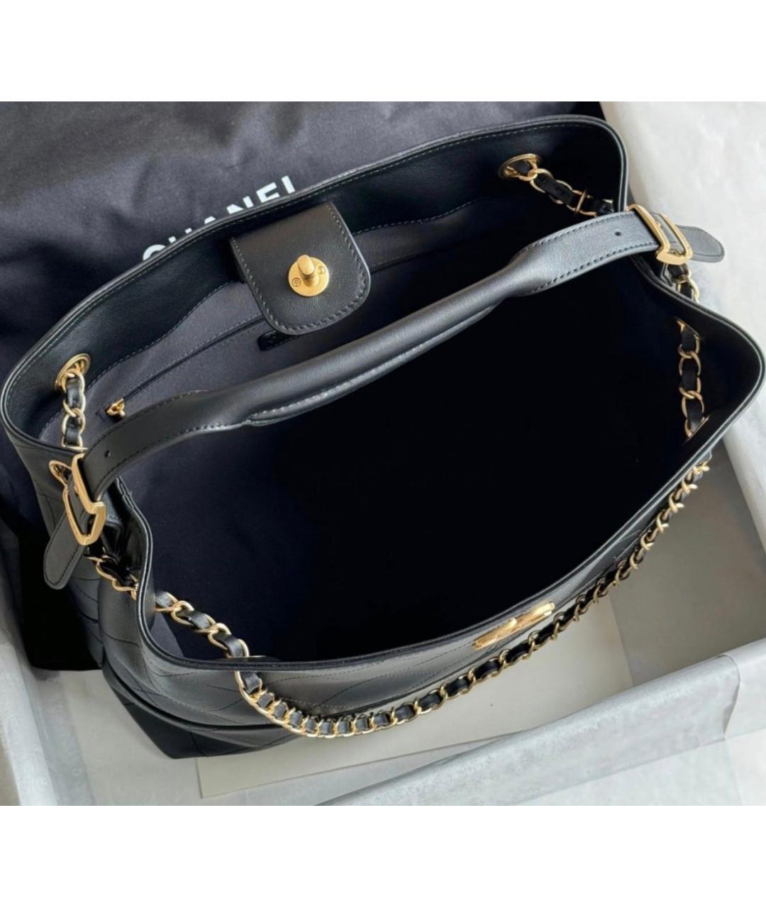 CHANEL Черная кожаная сумка тоут, фото 4
