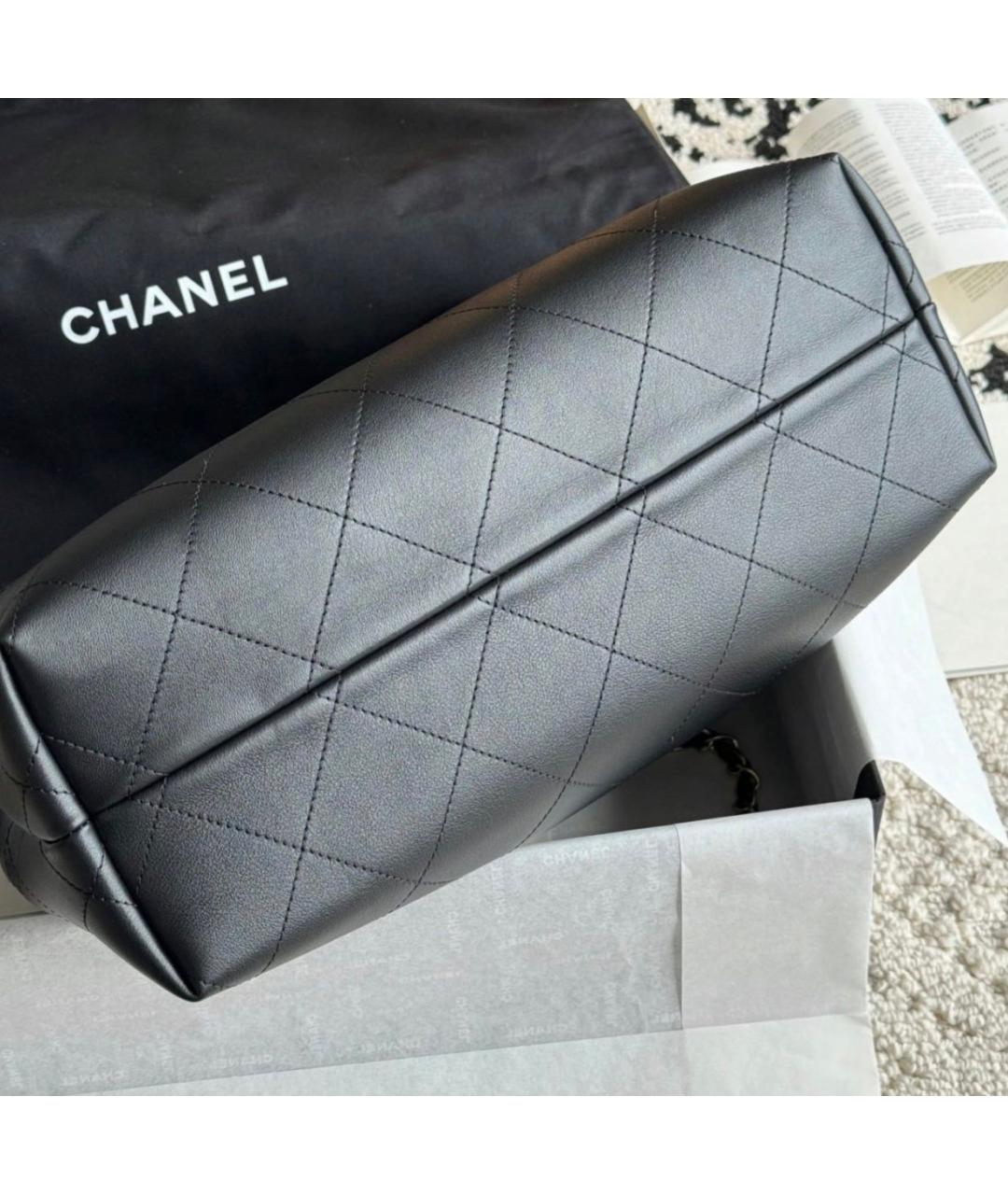 CHANEL Черная кожаная сумка тоут, фото 6
