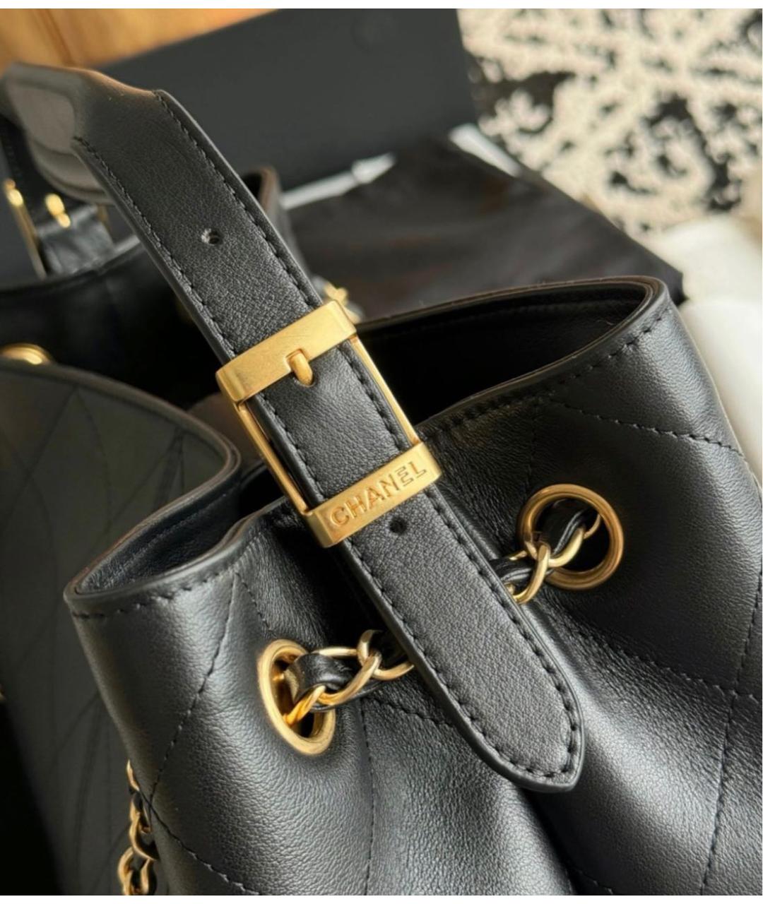 CHANEL Черная кожаная сумка тоут, фото 5