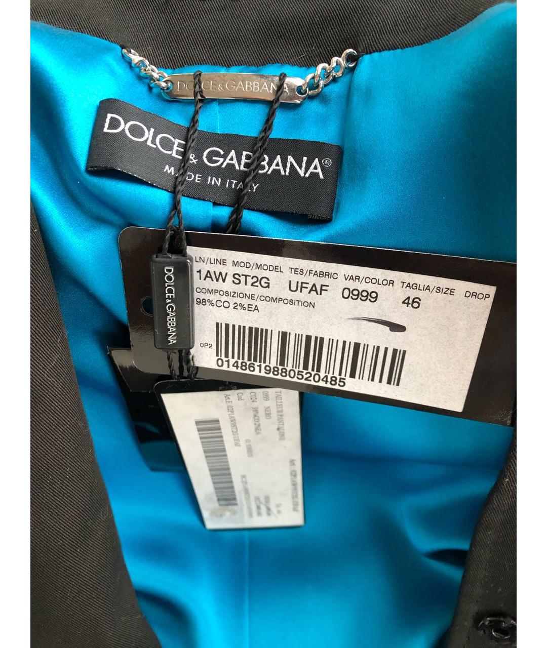 DOLCE&GABBANA Черный хлопко-эластановый жакет/пиджак, фото 8