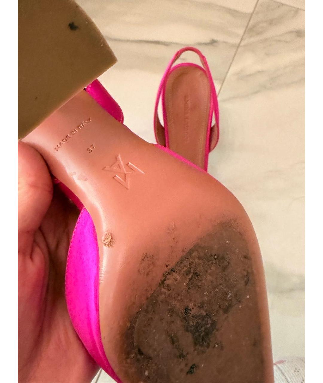 Amina Muaddi Фуксия текстильные туфли, фото 5