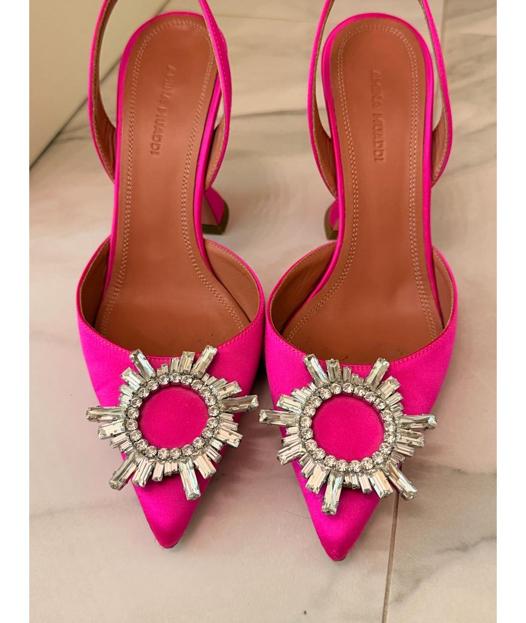 Amina Muaddi Фуксия текстильные туфли, фото 2