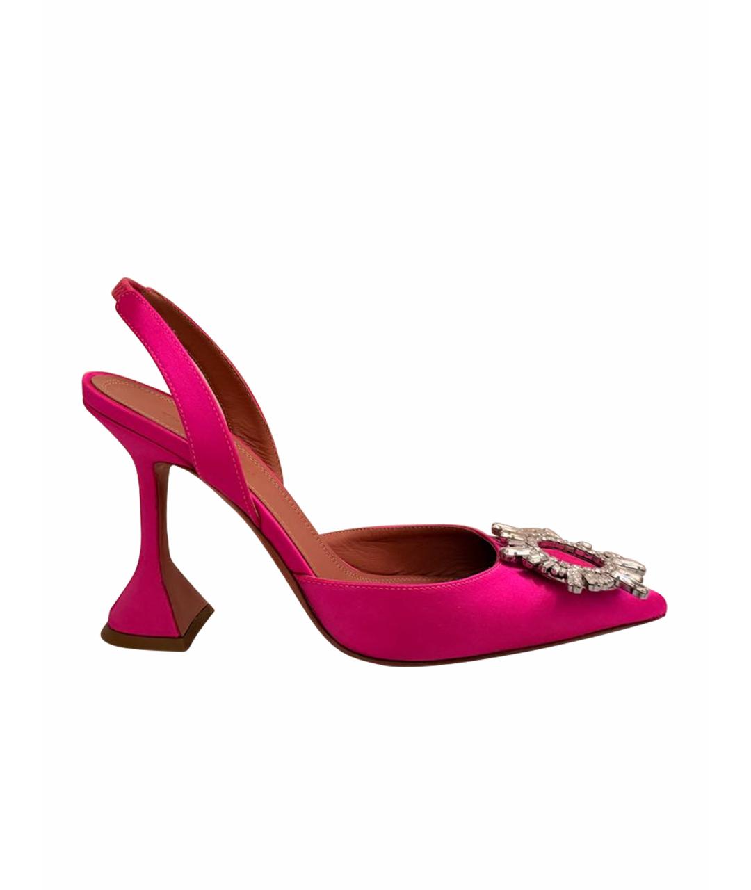 Amina Muaddi Фуксия текстильные туфли, фото 1