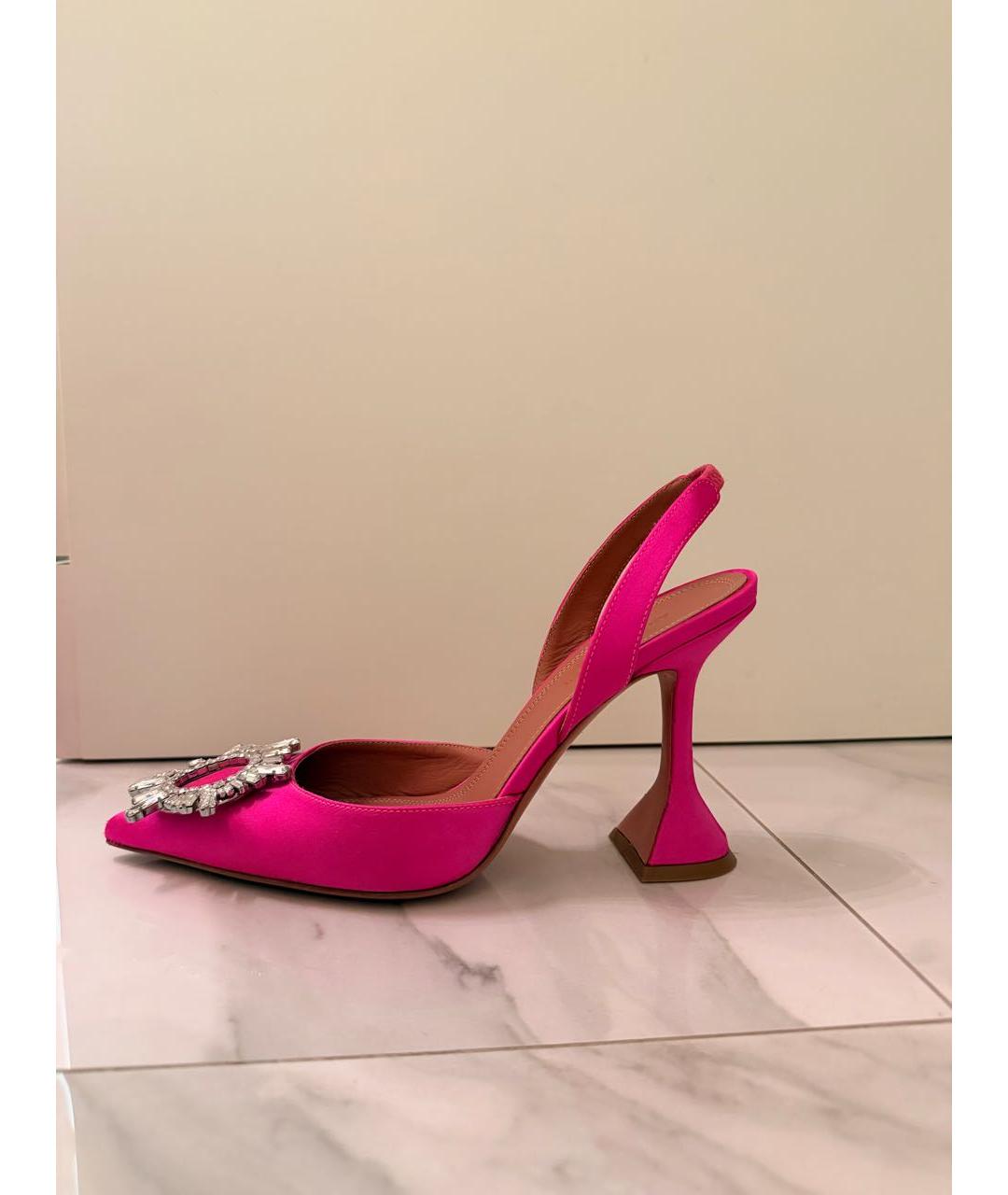 Amina Muaddi Фуксия текстильные туфли, фото 6
