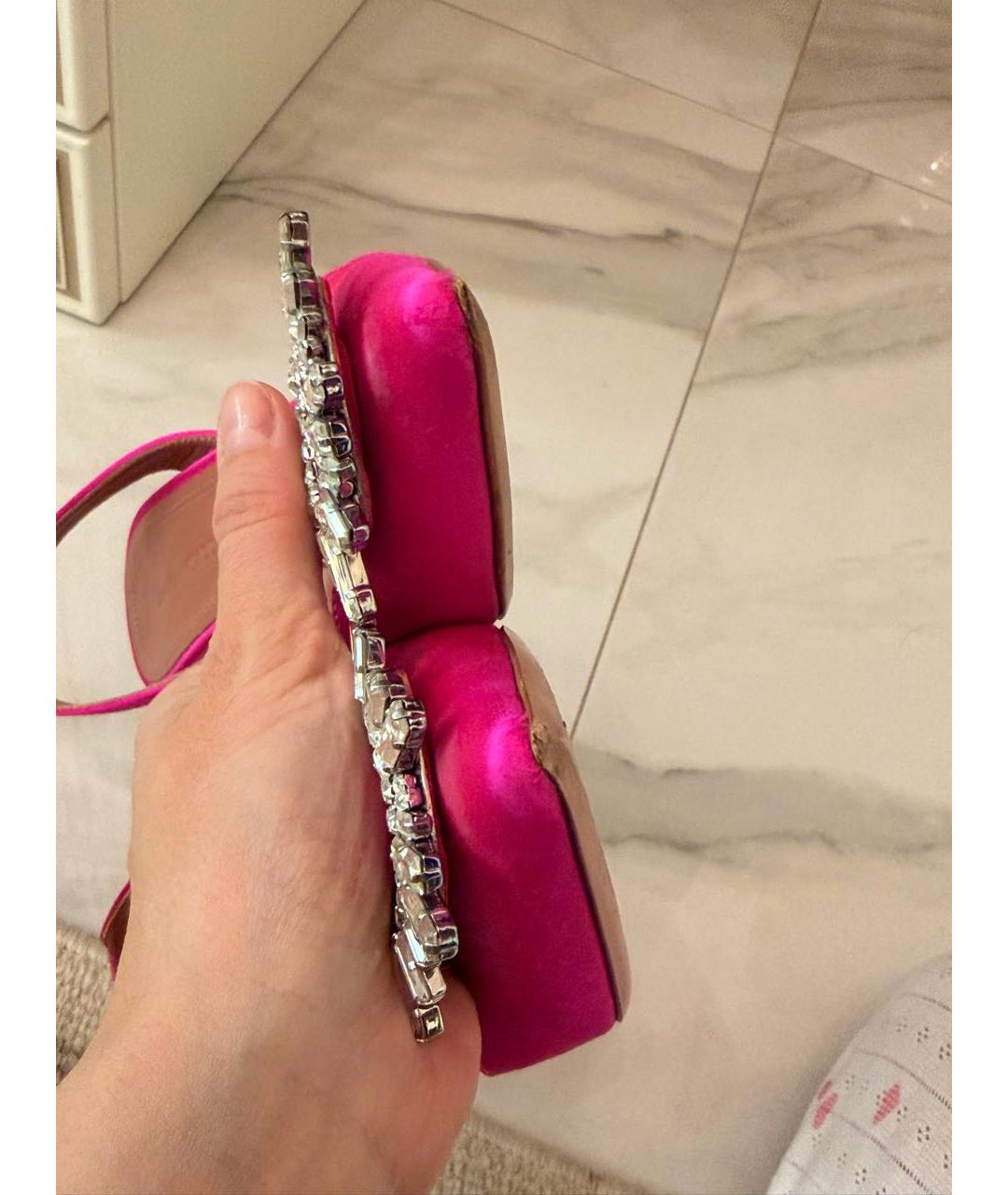 Amina Muaddi Фуксия текстильные туфли, фото 3