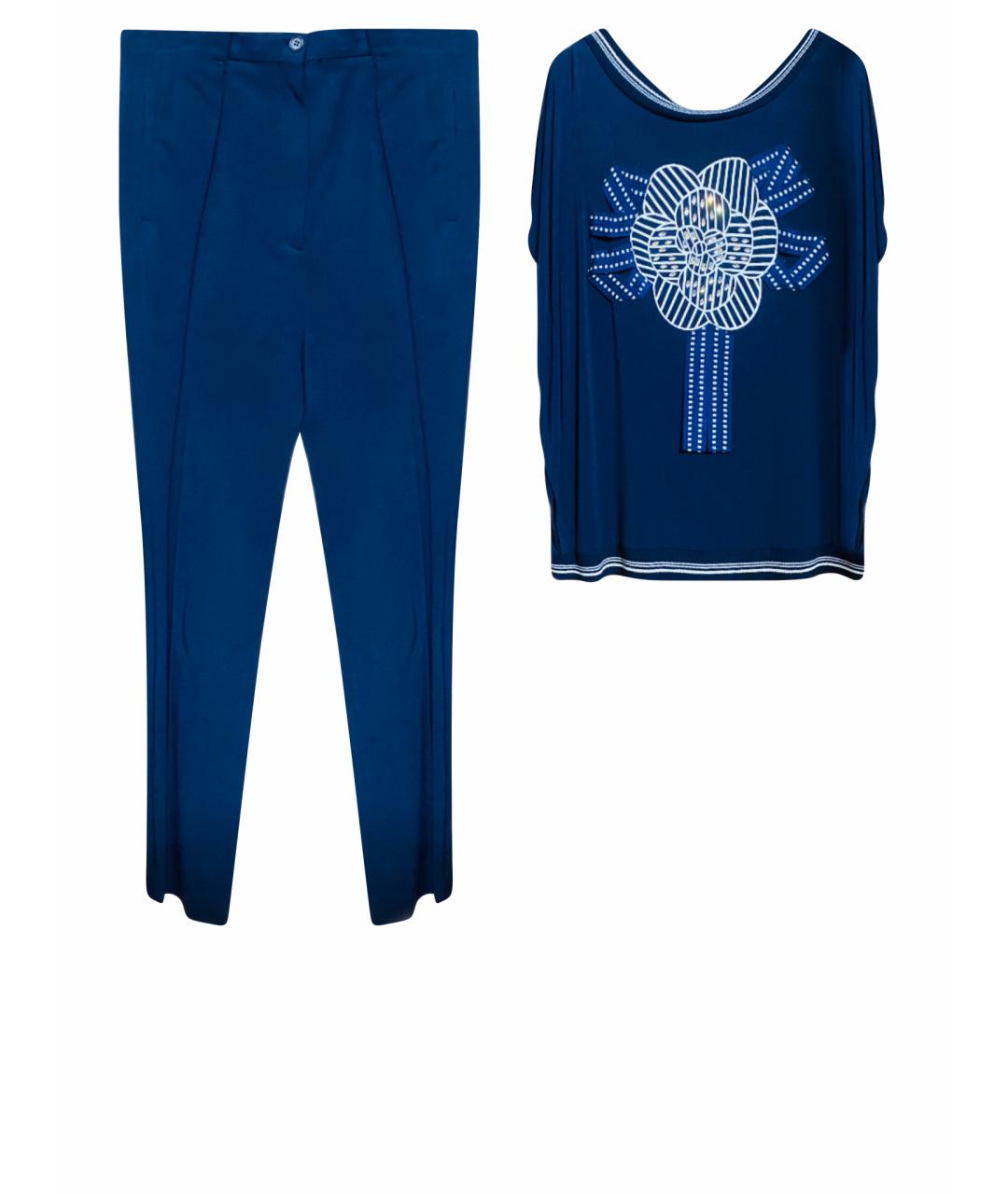 GIVENCHY Синие вискозные прямые брюки, фото 1