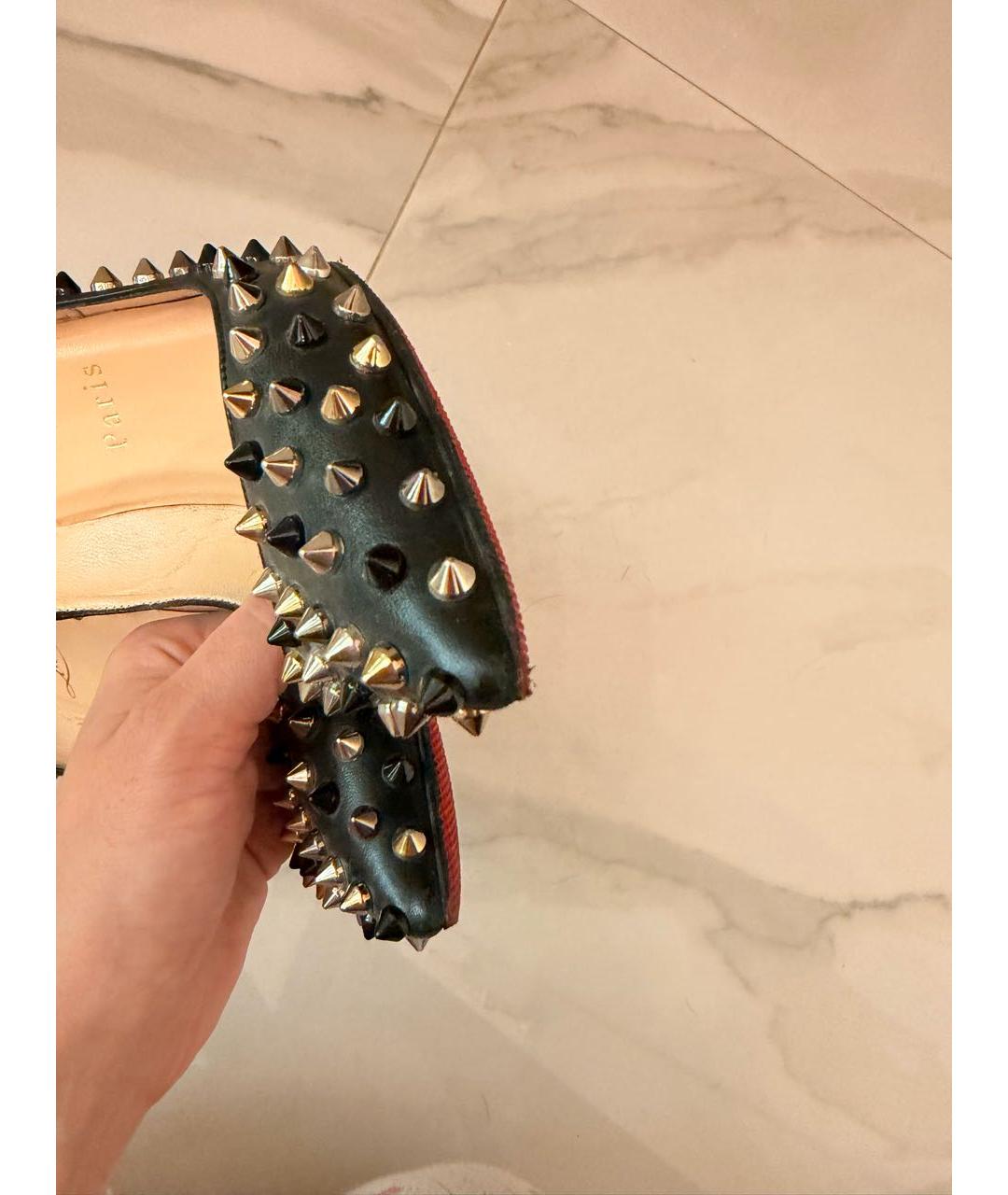 CHRISTIAN LOUBOUTIN Черные кожаные туфли, фото 3