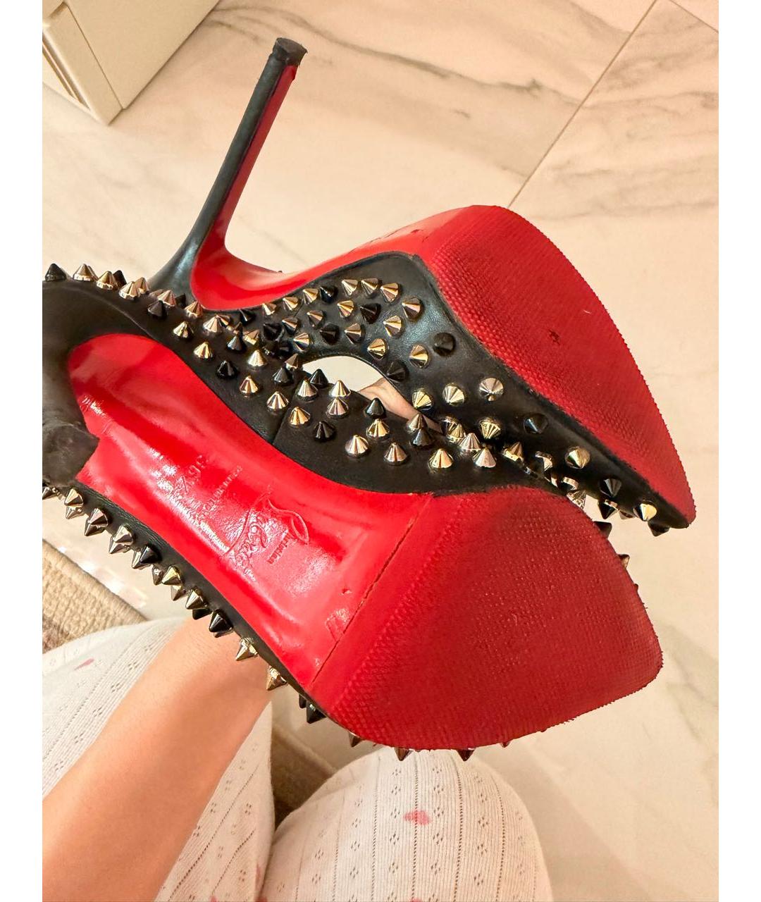 CHRISTIAN LOUBOUTIN Черные кожаные туфли, фото 4