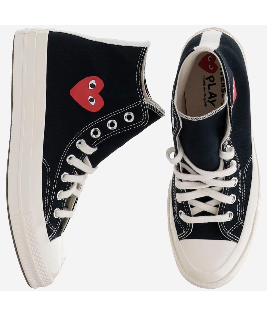 COMME DES GARÇONS PLAY Черные текстильные низкие кроссовки / кеды, фото 2