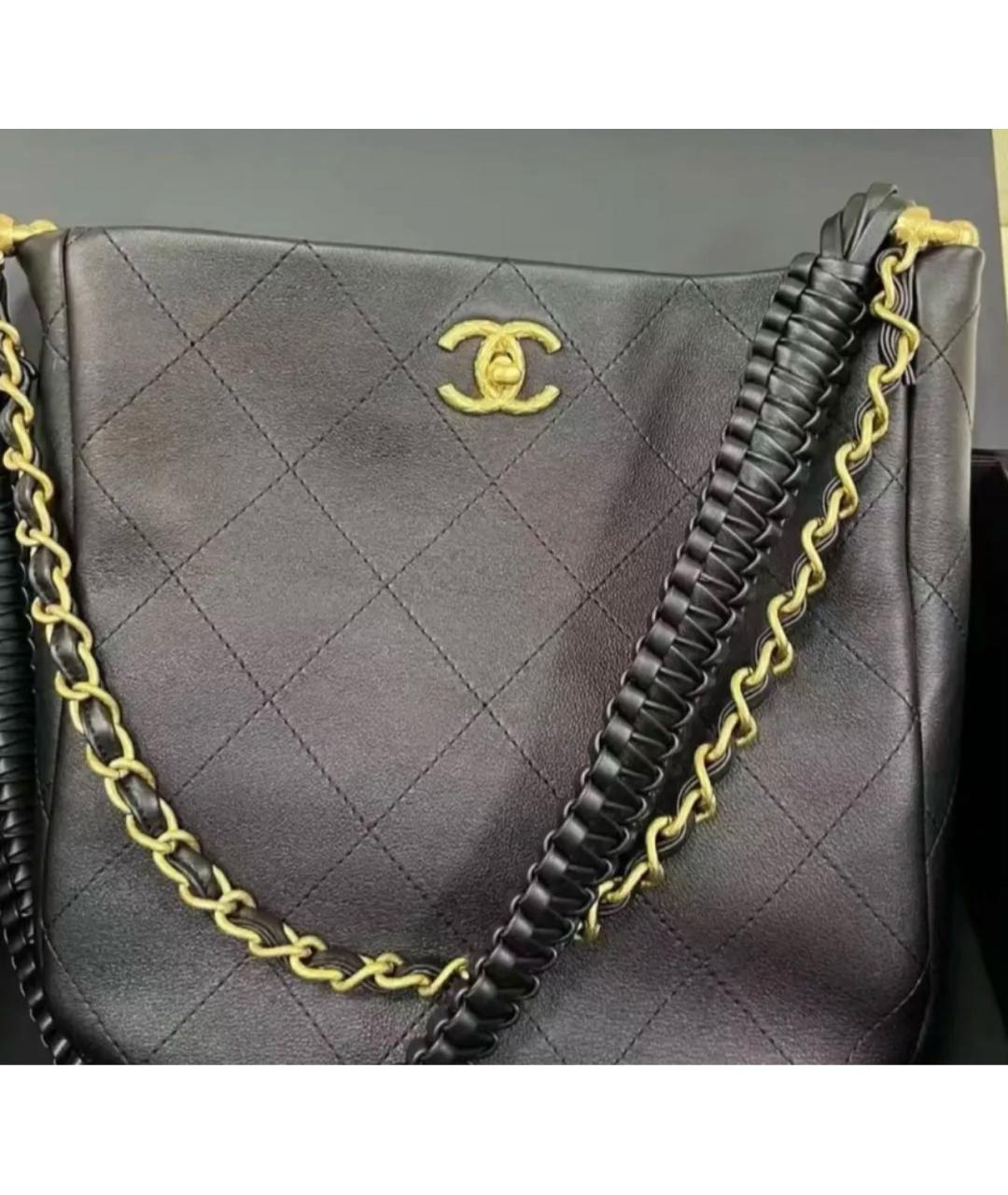 CHANEL Черная кожаная сумка через плечо, фото 5