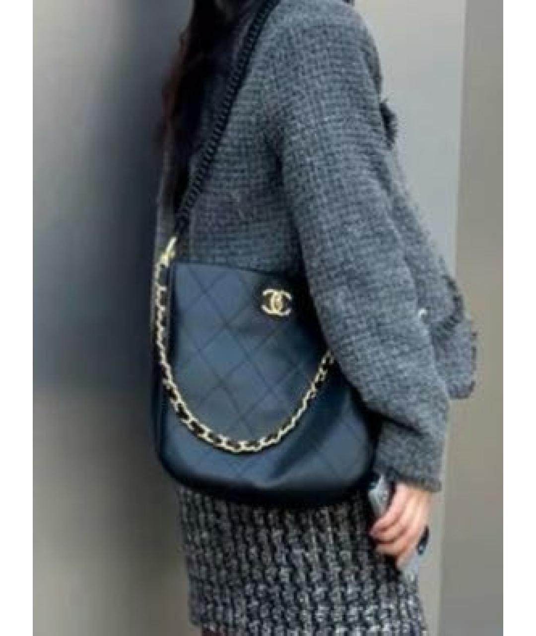 CHANEL Черная кожаная сумка через плечо, фото 6