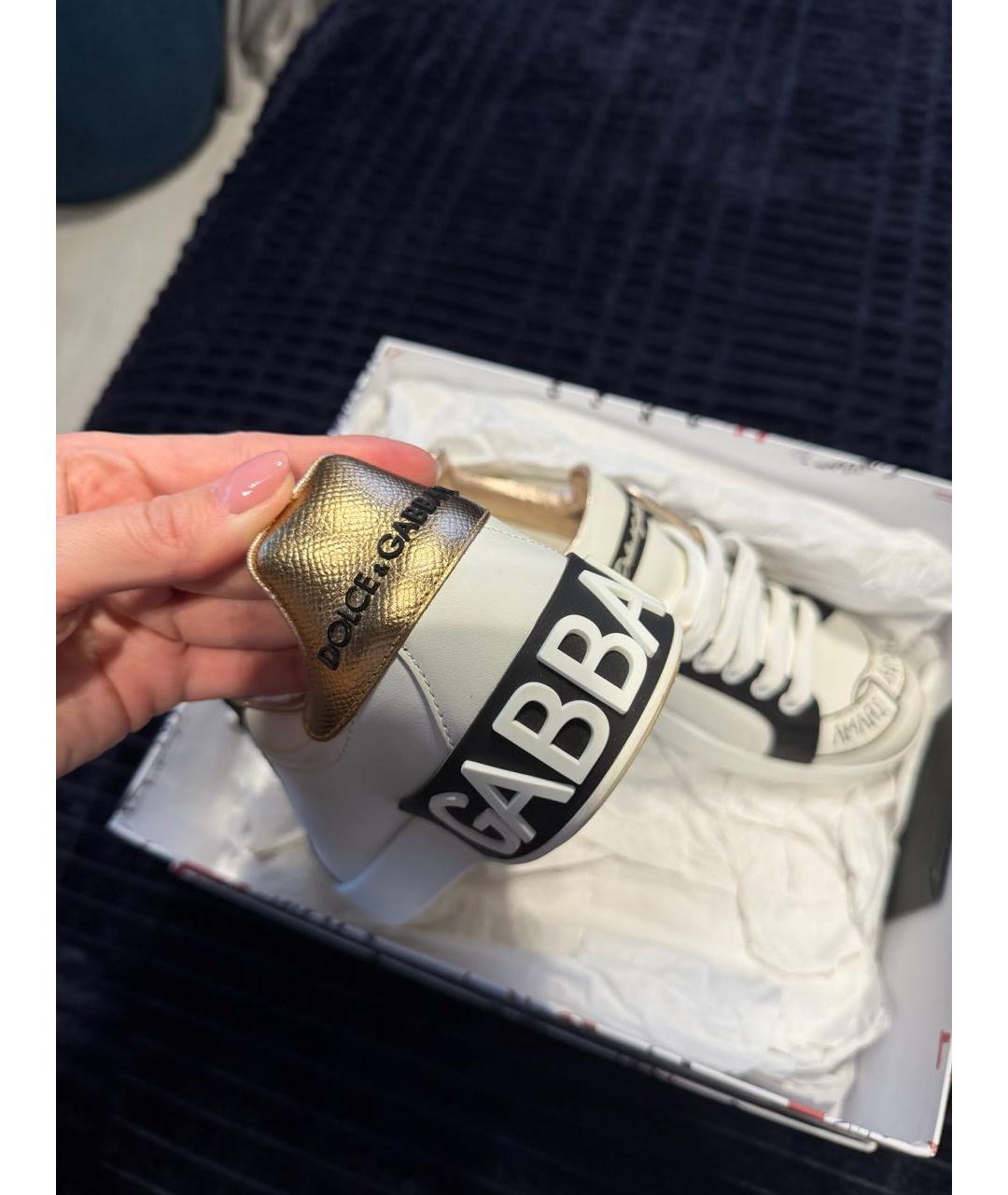 DOLCE&GABBANA Белые кожаные кеды, фото 3