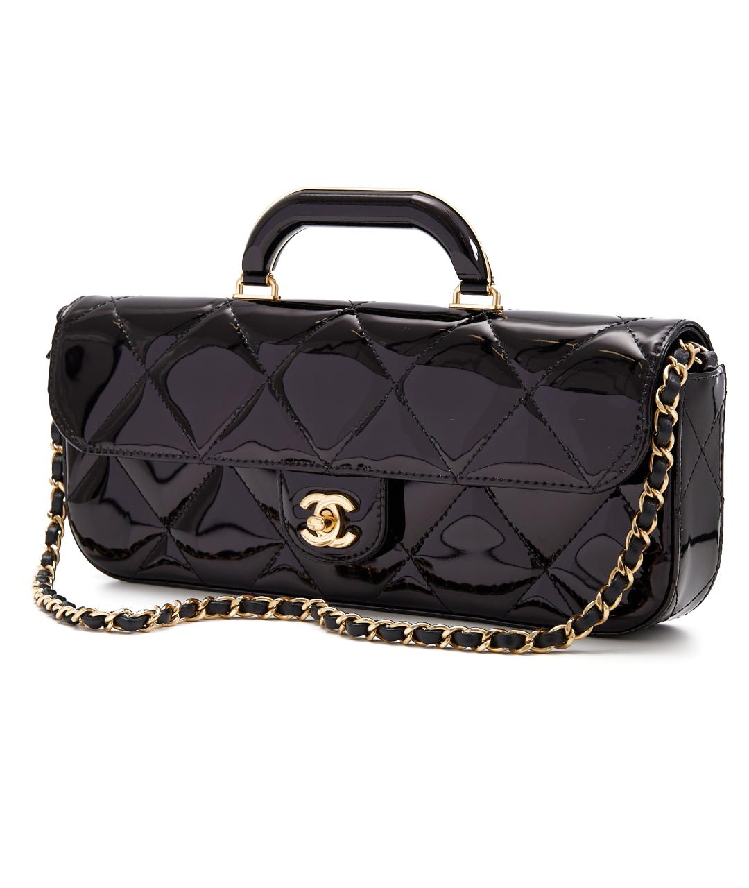 CHANEL Черная сумка через плечо из лакированной кожи, фото 5