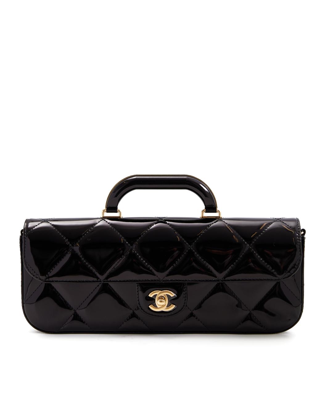 CHANEL Черная сумка через плечо из лакированной кожи, фото 1