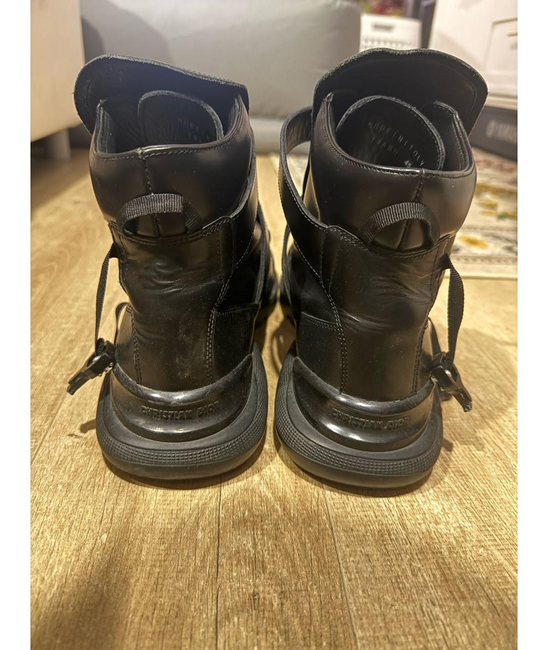 CHRISTIAN DIOR Черные кожаные высокие ботинки, фото 4