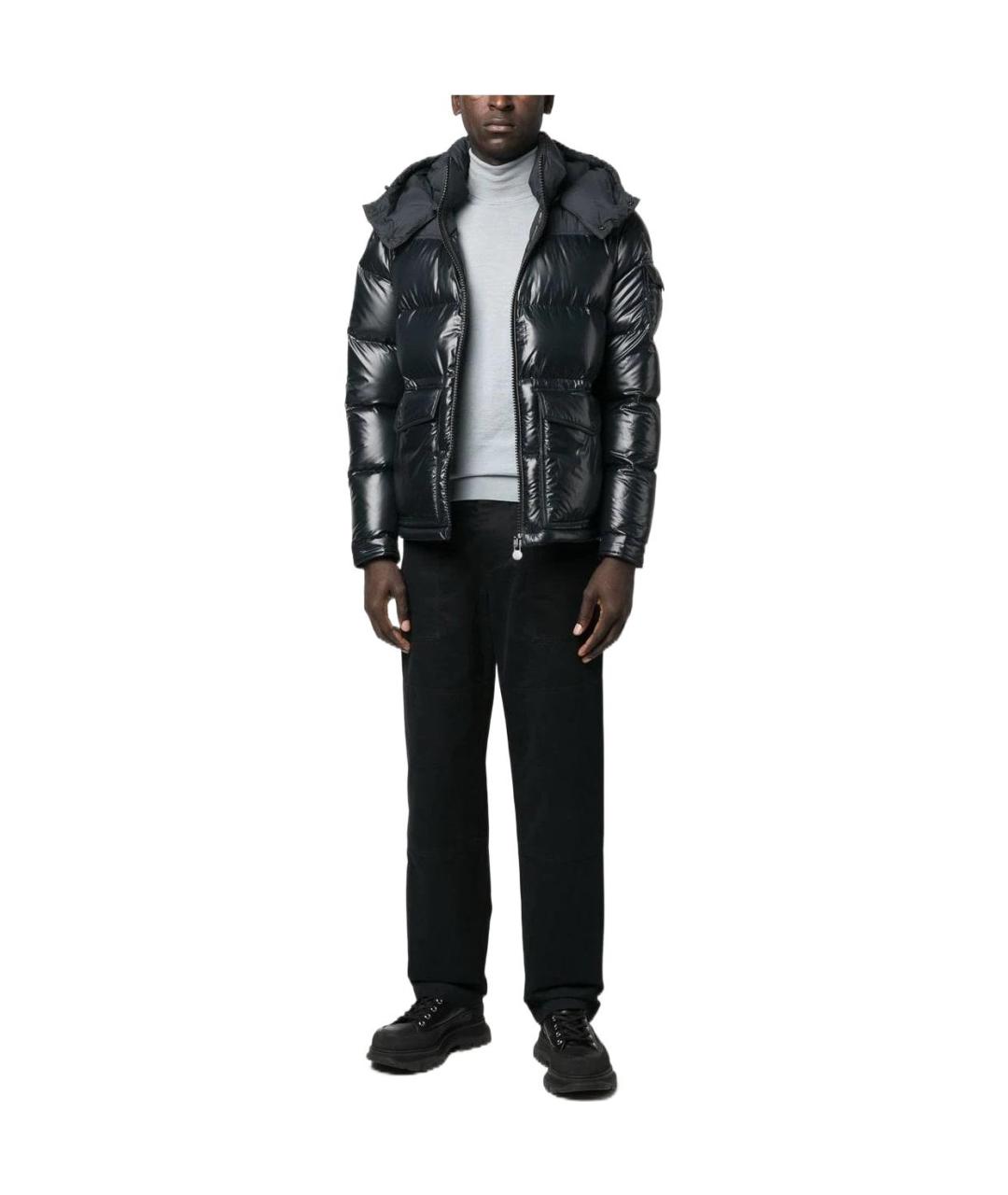 MONCLER Черный пуховик, фото 2