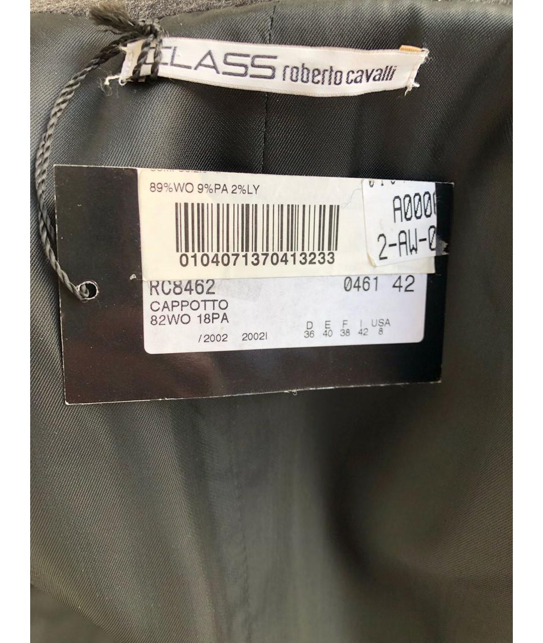 CAVALLI CLASS Антрацитовое шерстяное пальто, фото 6