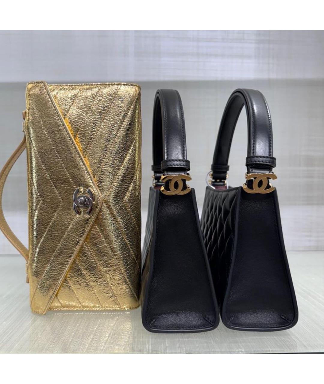 CHANEL Черная кожаная сумка с короткими ручками, фото 4