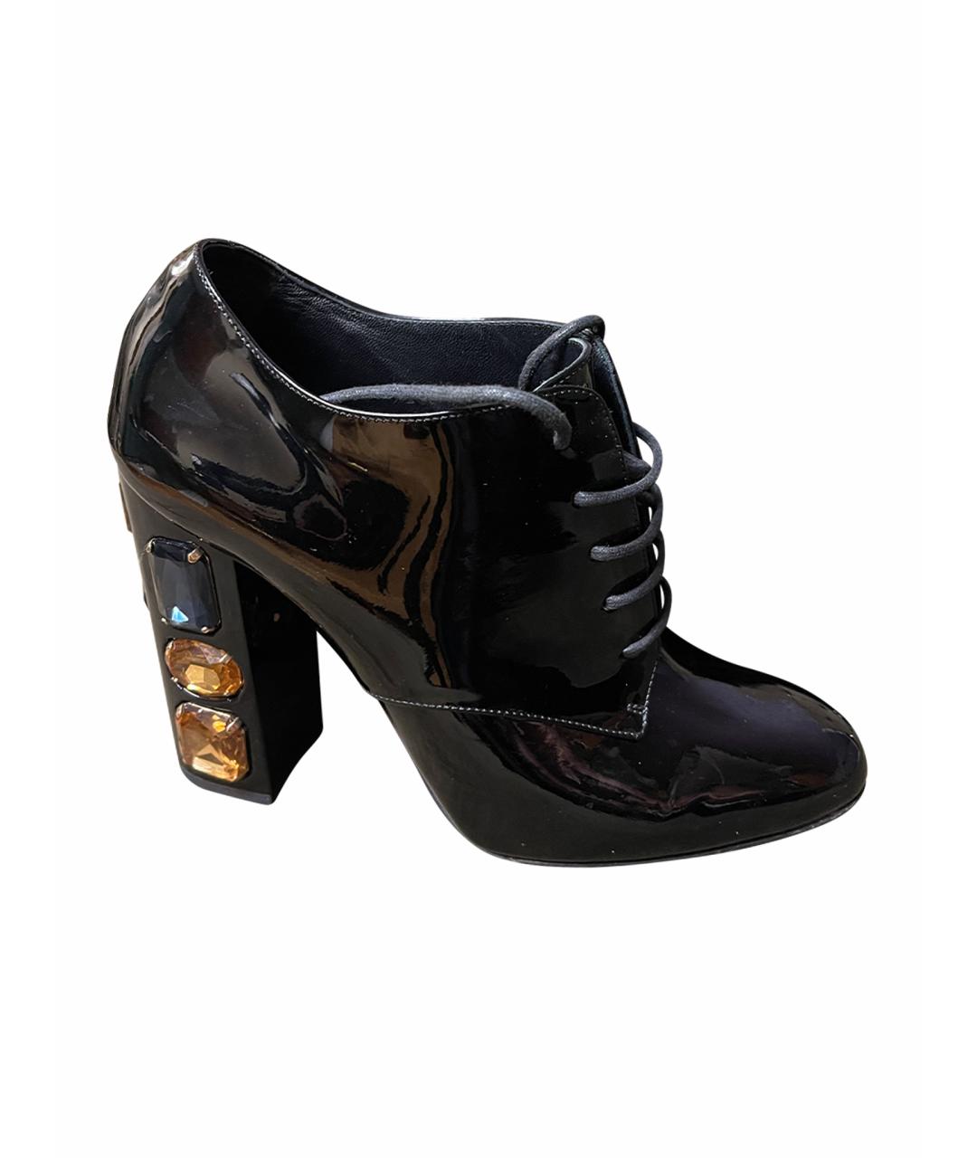 DOLCE&GABBANA Черные ботильоны из лакированной кожи, фото 1