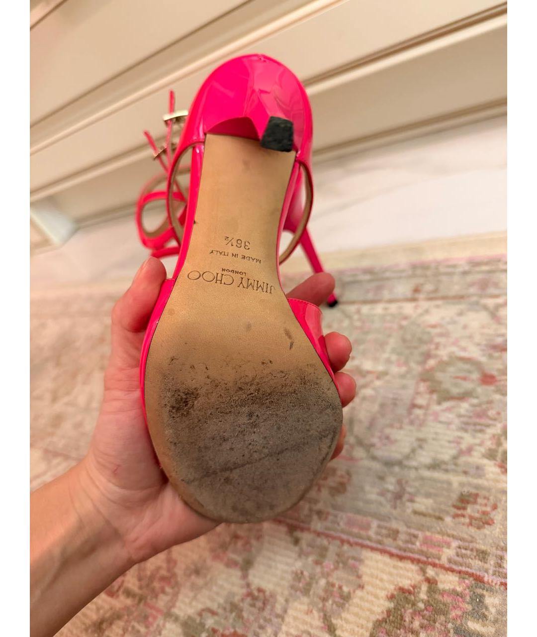 JIMMY CHOO Фуксия босоножки из лакированной кожи, фото 6