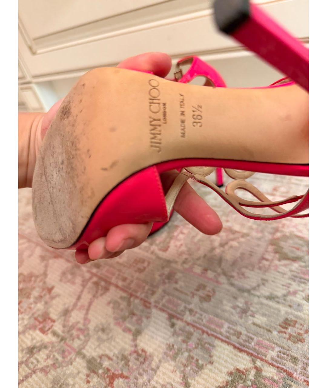 JIMMY CHOO Фуксия босоножки из лакированной кожи, фото 4