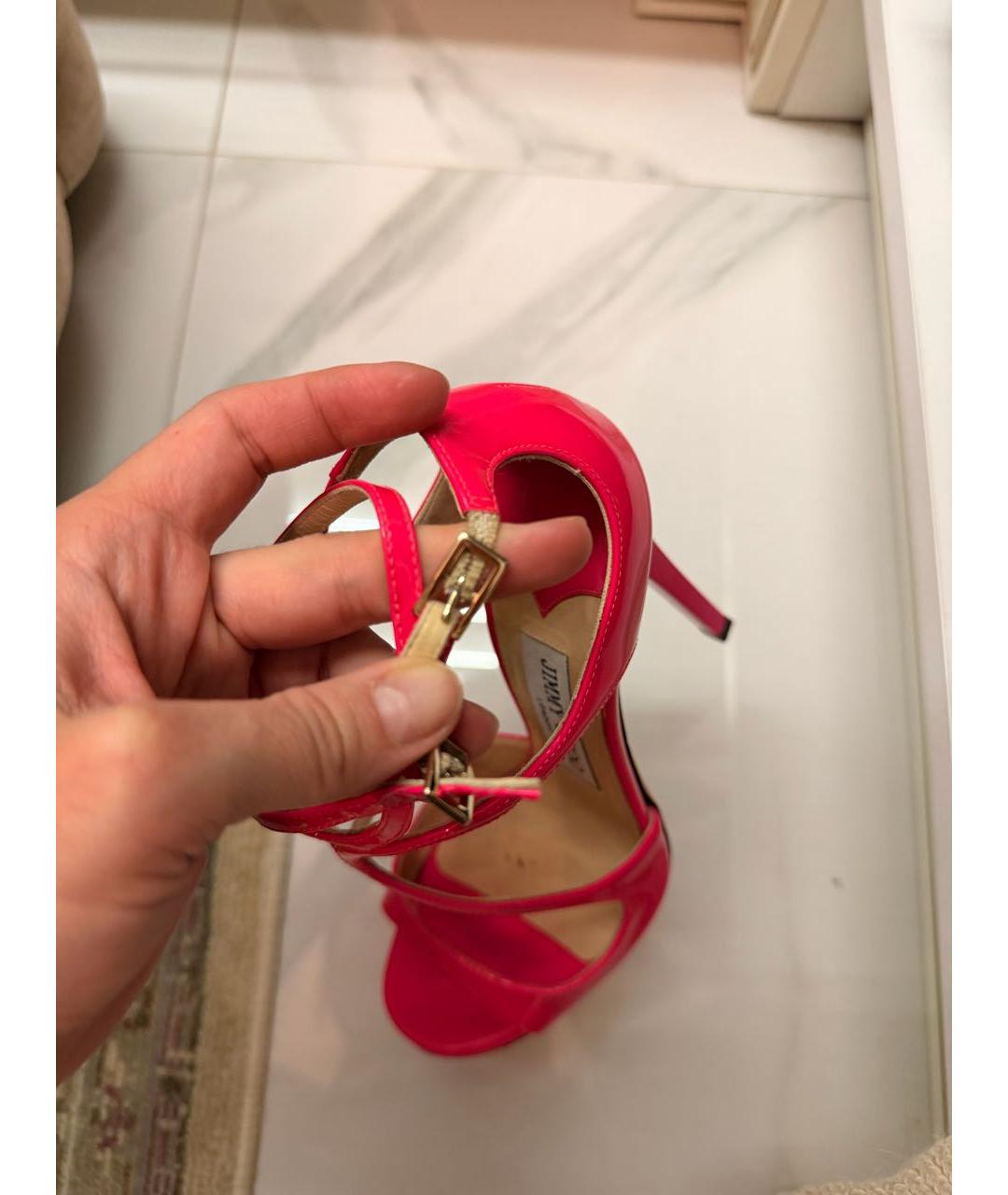 JIMMY CHOO Фуксия босоножки из лакированной кожи, фото 5