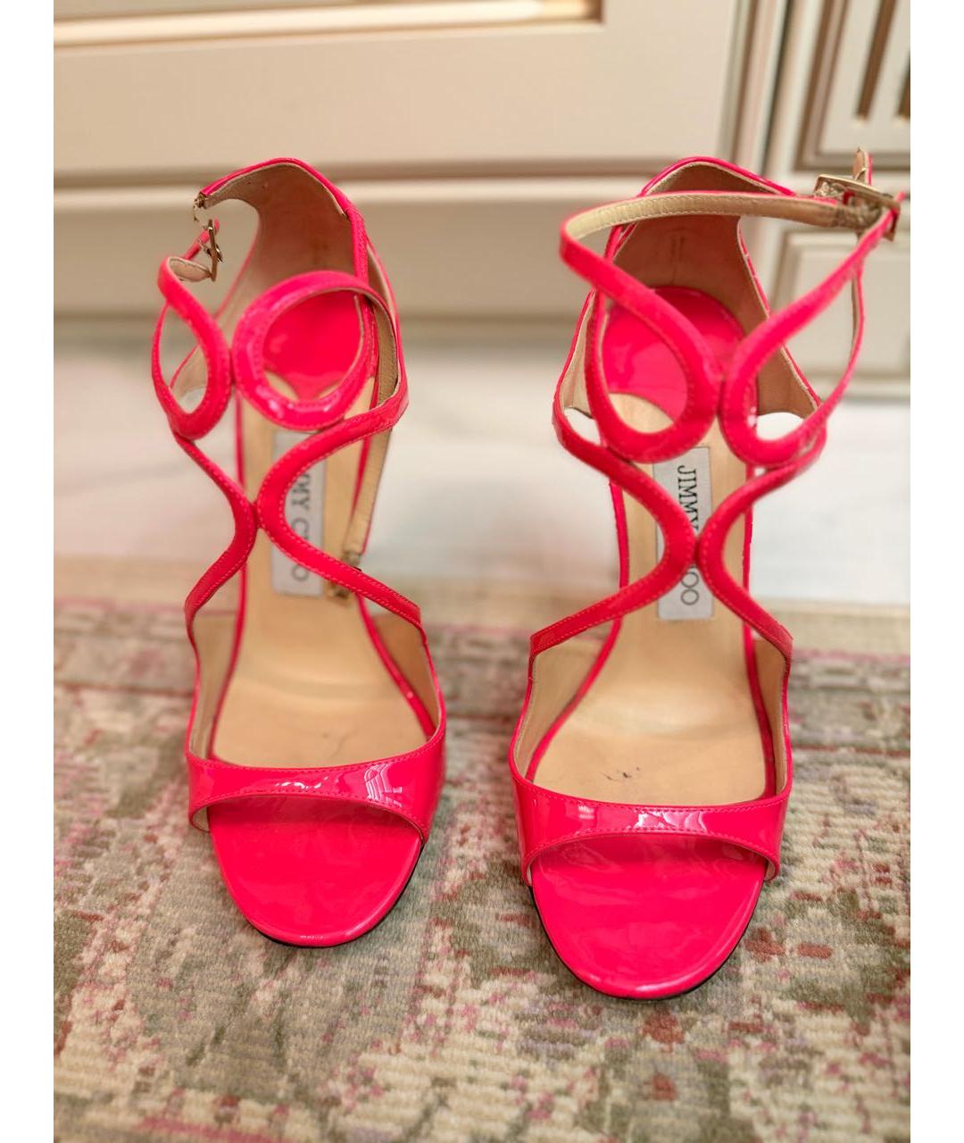JIMMY CHOO Фуксия босоножки из лакированной кожи, фото 2