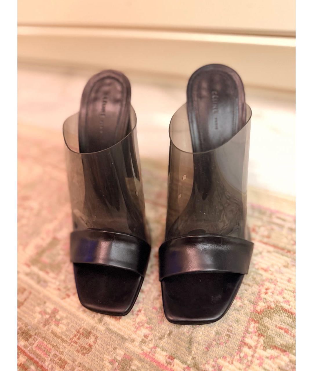 CELINE Черные кожаные мюли, фото 2