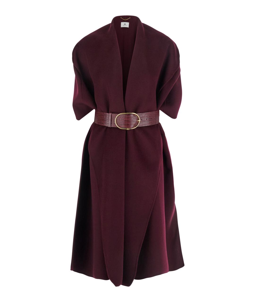 ELISABETTA FRANCHI Бордовое шерстяное пальто, фото 1