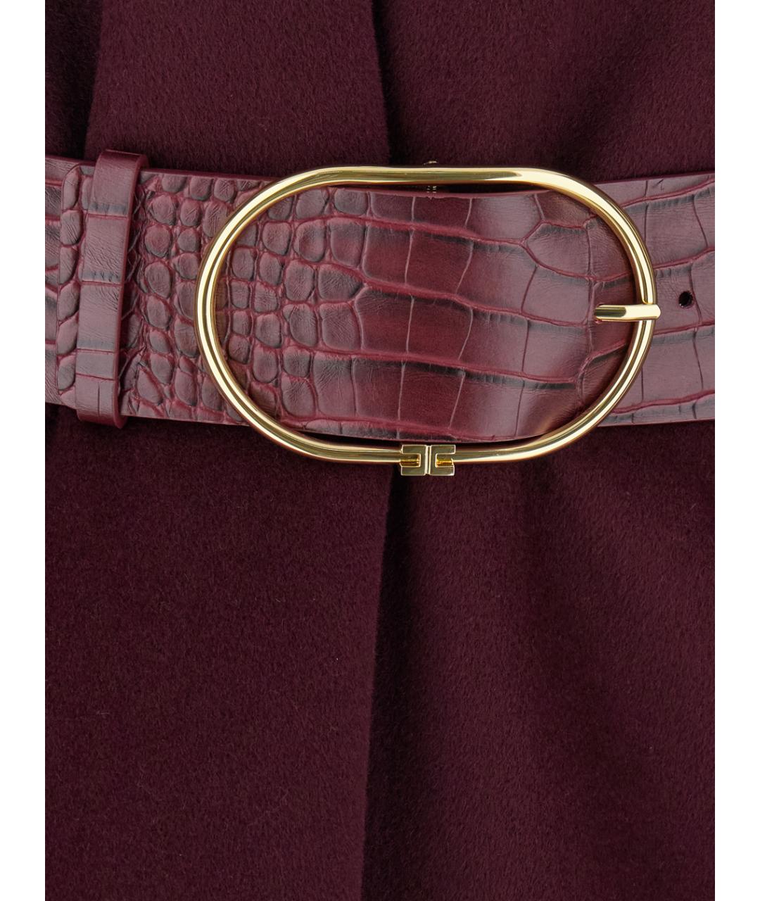 ELISABETTA FRANCHI Бордовое шерстяное пальто, фото 2