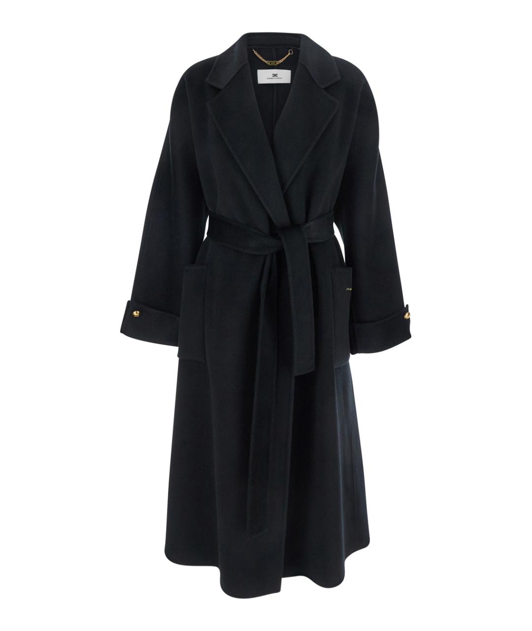 ELISABETTA FRANCHI Черное шерстяное пальто, фото 1
