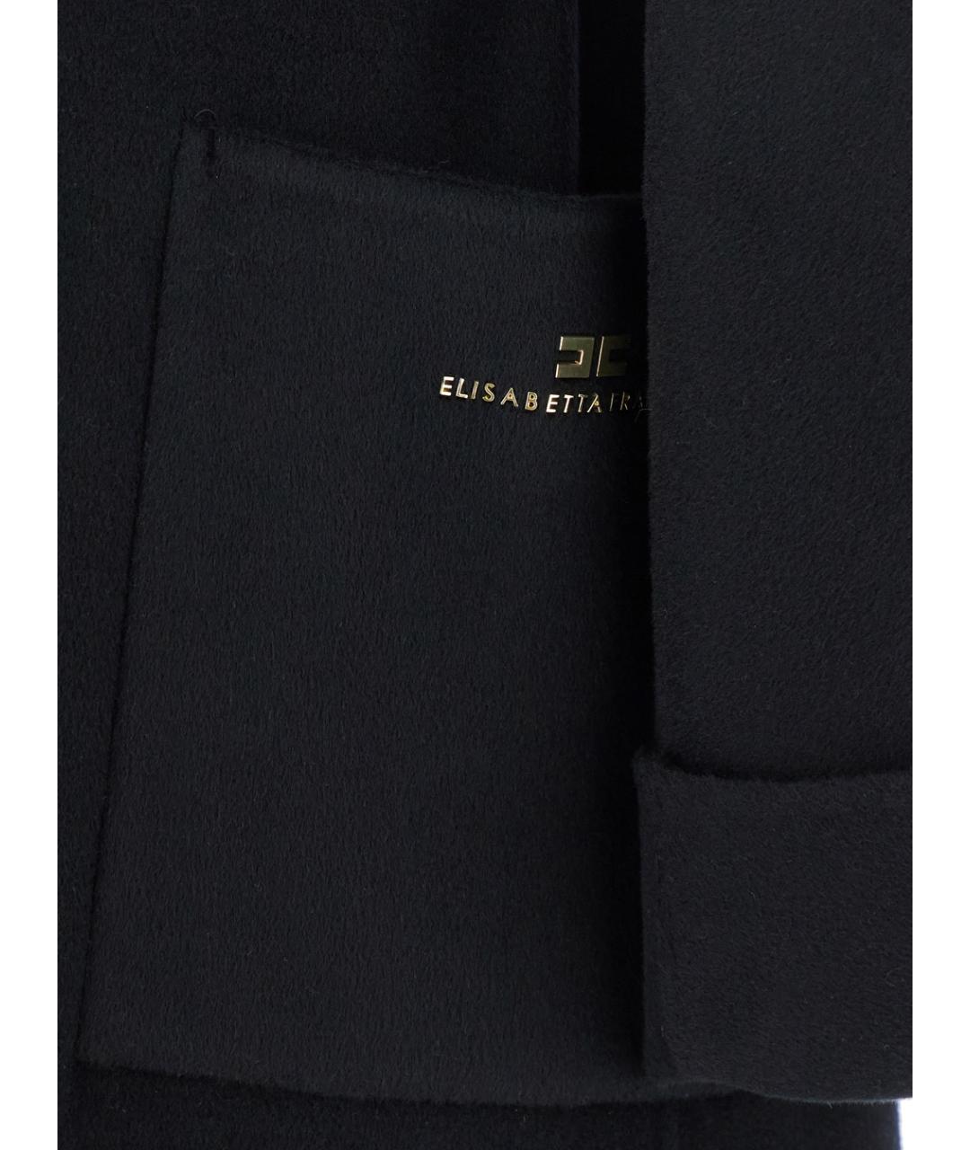 ELISABETTA FRANCHI Черное шерстяное пальто, фото 3