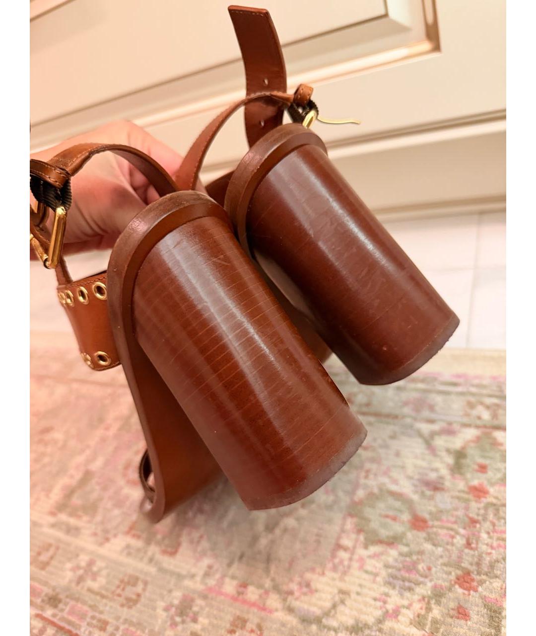 LOUIS VUITTON Коричневые кожаные босоножки, фото 6