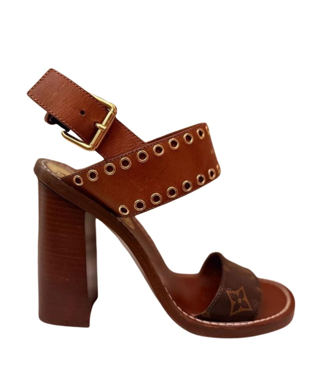 LOUIS VUITTON Коричневые кожаные босоножки, фото 1