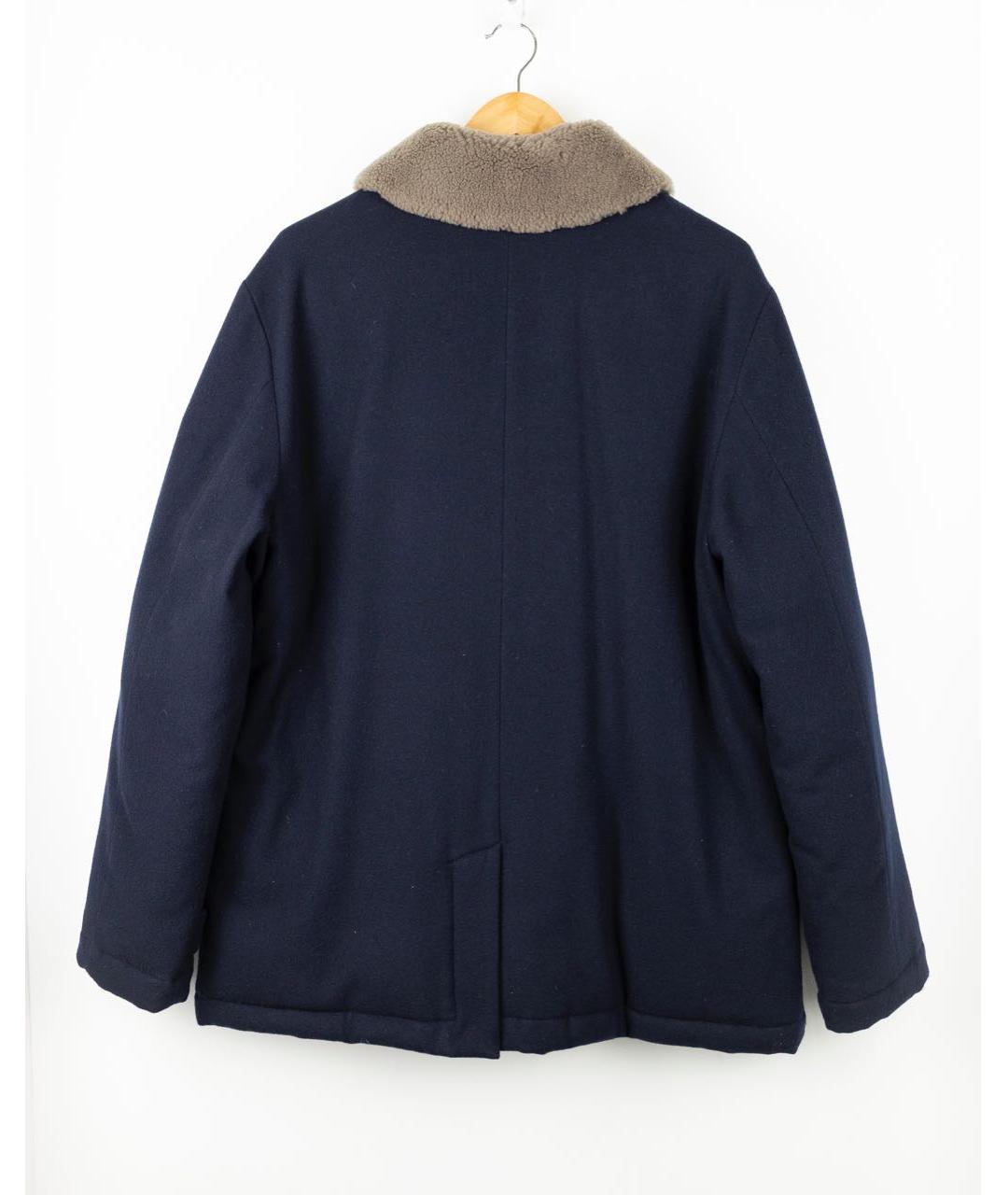 ELEVENTY Темно-синяя шерстяная дубленка/шуба, фото 2