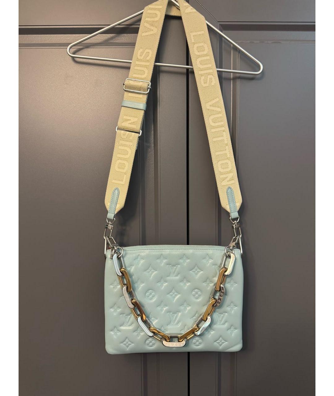 LOUIS VUITTON Голубая кожаная сумка через плечо, фото 6