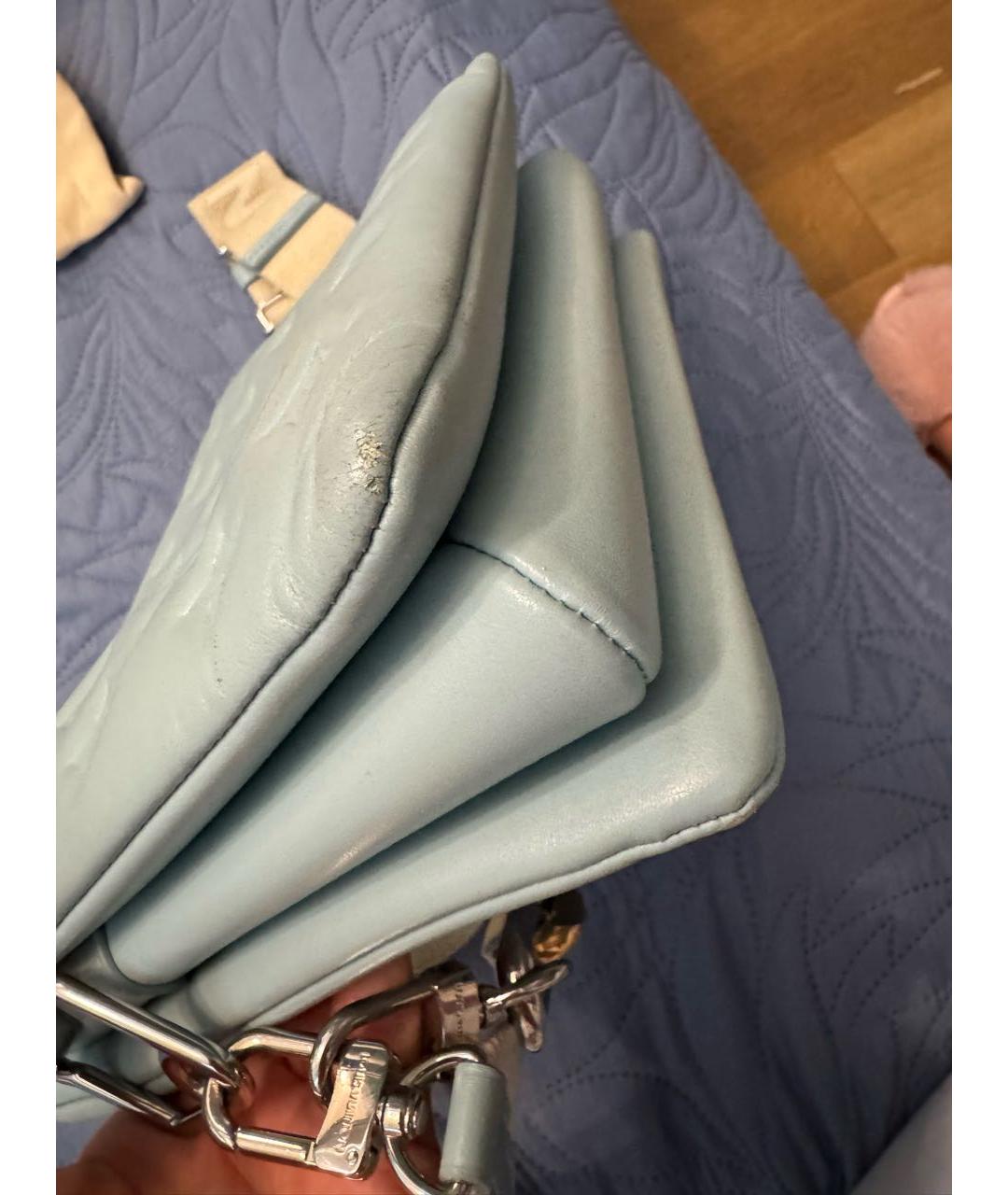 LOUIS VUITTON Голубая кожаная сумка через плечо, фото 7