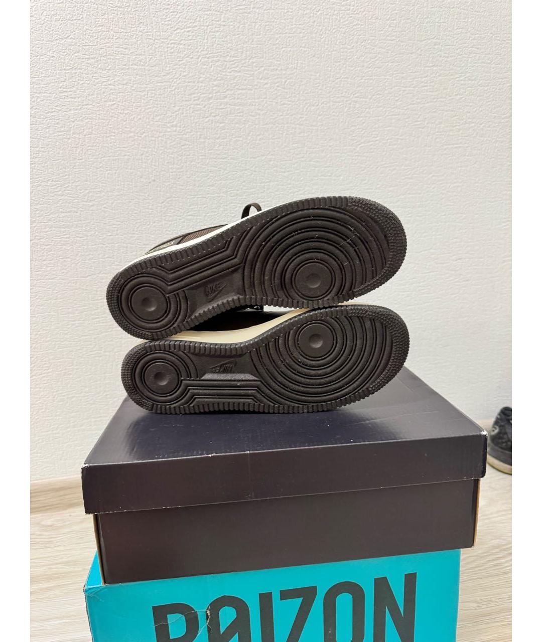 NIKE Коричневые текстильные низкие кроссовки / кеды, фото 5