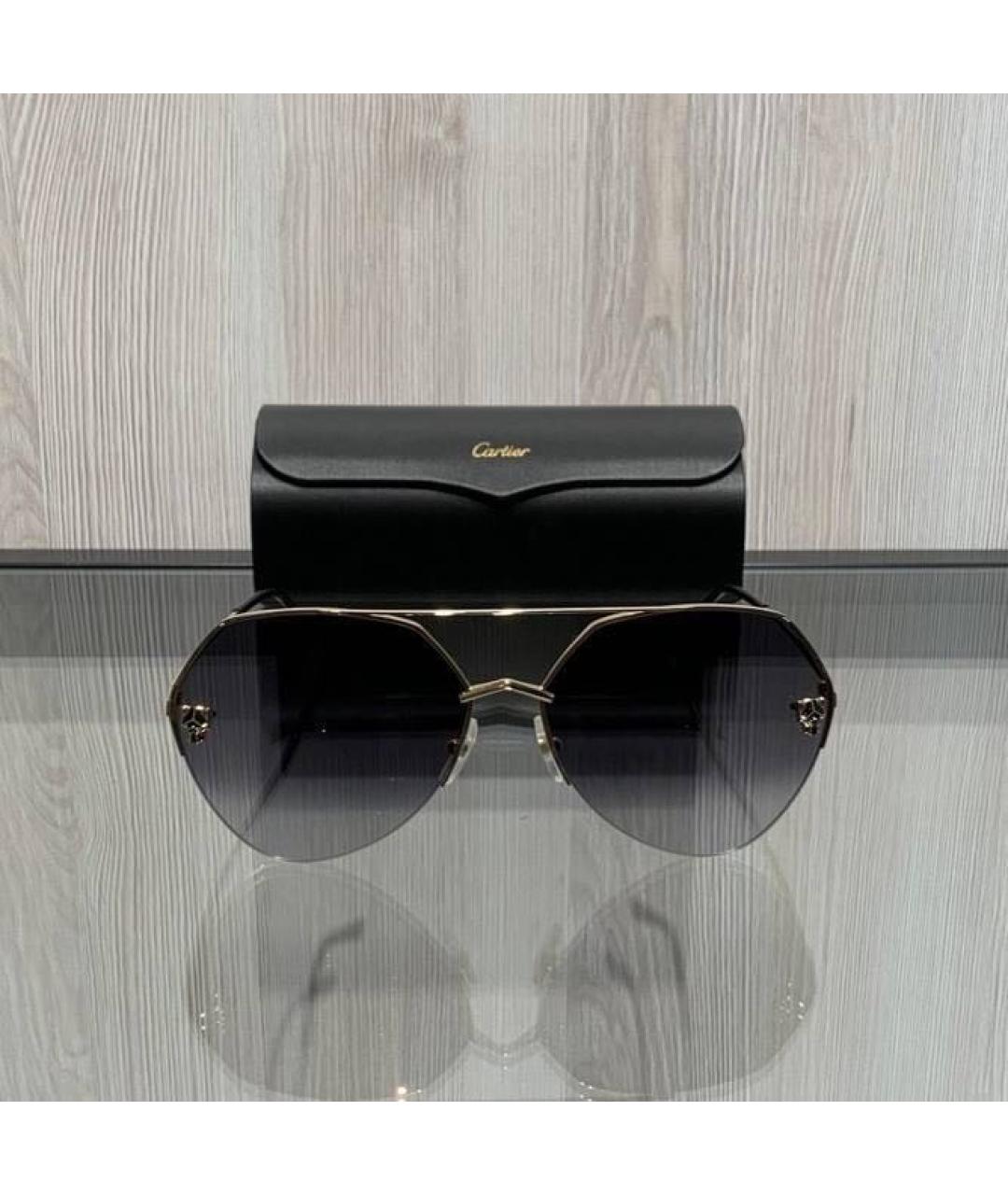 CARTIER Черные металлические солнцезащитные очки, фото 2