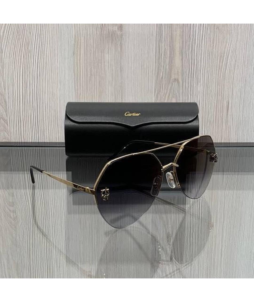 CARTIER Черные металлические солнцезащитные очки, фото 9