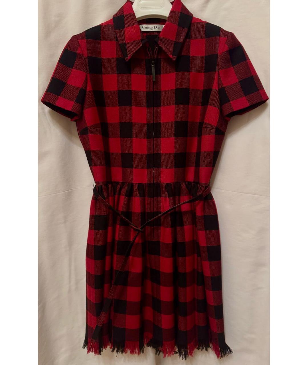 CHRISTIAN DIOR Красное шерстяное повседневное платье, фото 6