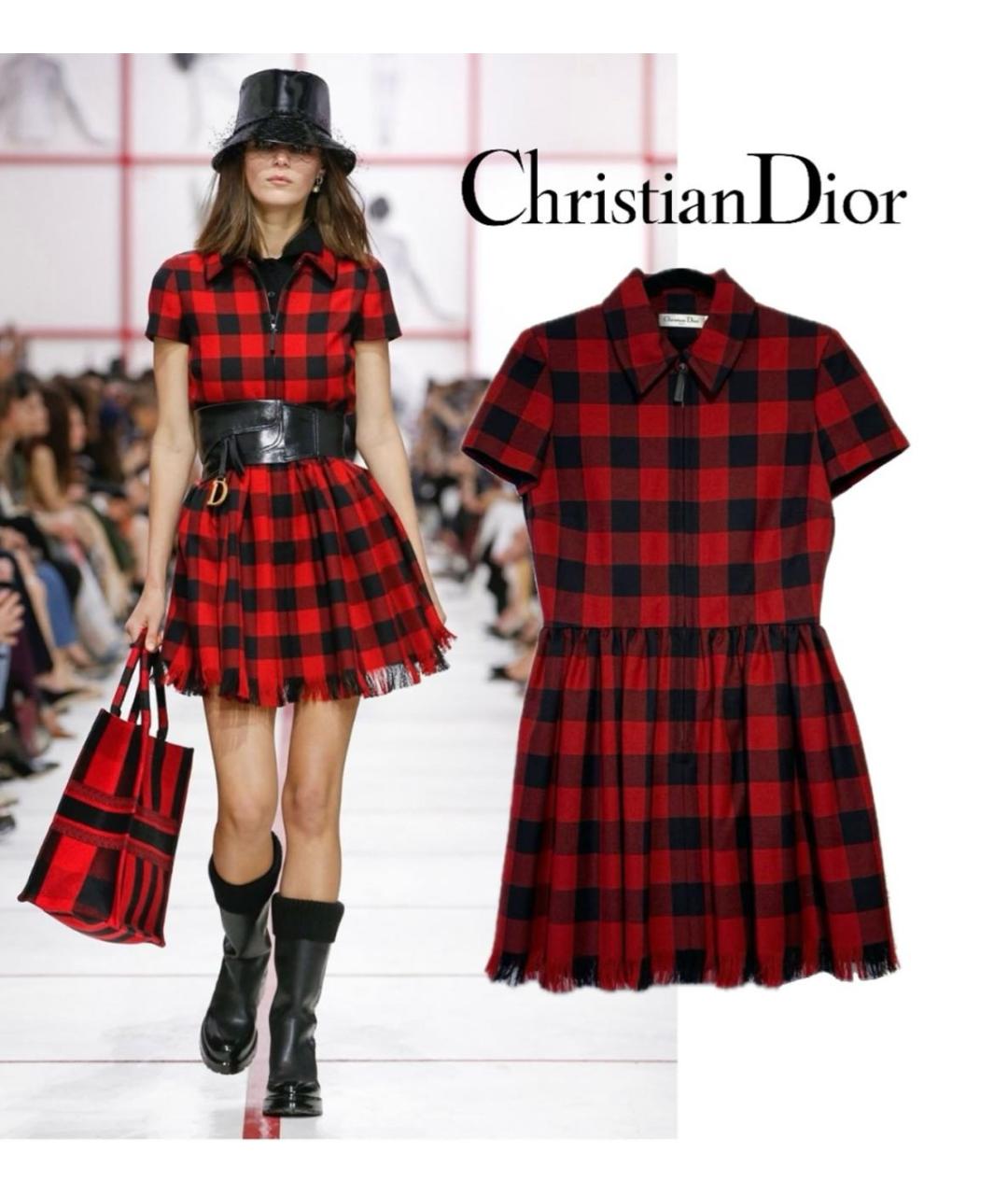 CHRISTIAN DIOR Красное шерстяное повседневное платье, фото 5