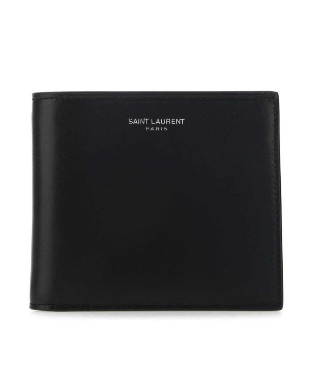 SAINT LAURENT Черный кожаный кошелек, фото 1